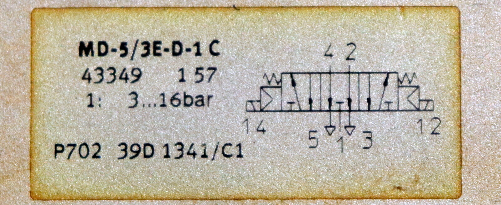 FESTO MURR Magnetventil + MSUD Doppelventilstecker MD-5/3E-D-1 C 43349 3-16bar