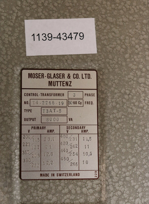 MOSER-GLASER Control-Transformer Type T3AT-5 50/60Hz Output 8000VA
