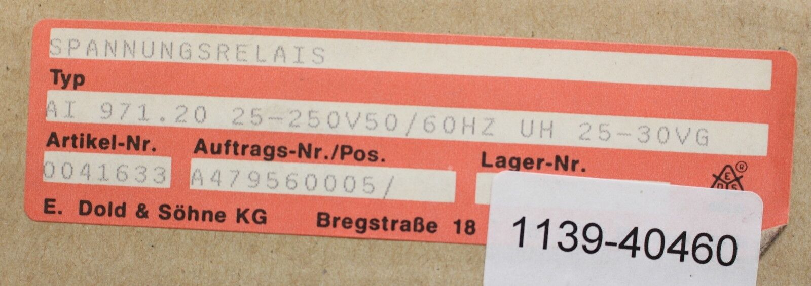 DOLD Spannungsrelais AI 971.20/25 25-250VAC 50/60Hz Uh = 25-30VDC Nr. 0041633