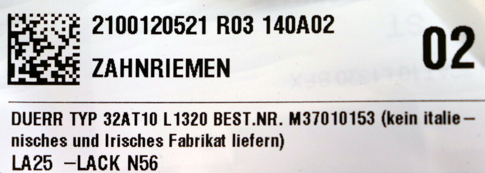 SYNCHROFLEX Zahnriemen AT 10 1320 Länge 1320mm Breite 32mm - unbenutzt