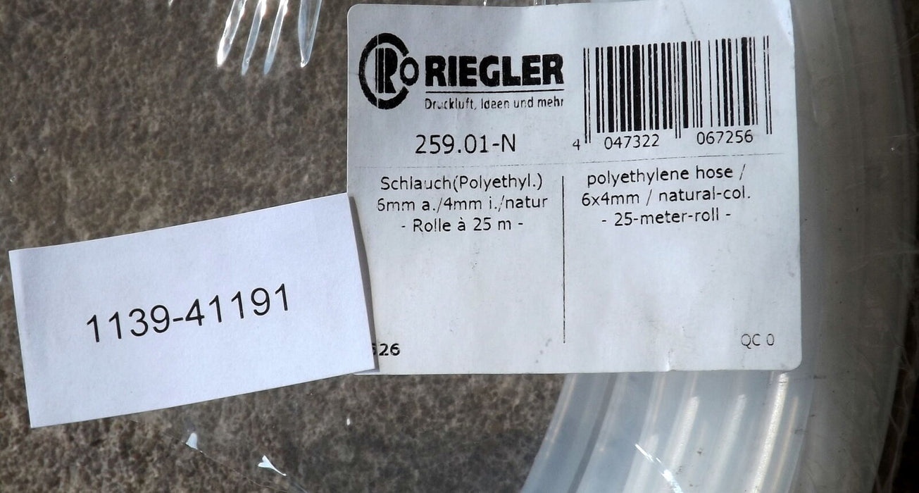 RIEGLER 1 Rolle Schlauch Schläuche Polyethylen Maße:5mm außen  4mm innen Länge 2