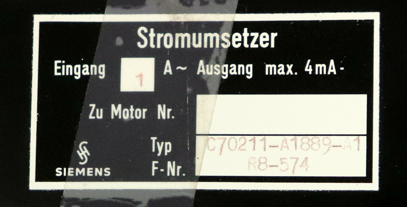 SIEMENS Stromumsetzer Stromumformer C70211-A1889-A1 Eingang 1A~