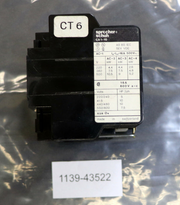 SPRECHER & SCHUH Relais CA 1-10 Nennspannung 95V 50Hz 110V 60Hz Ith=16A