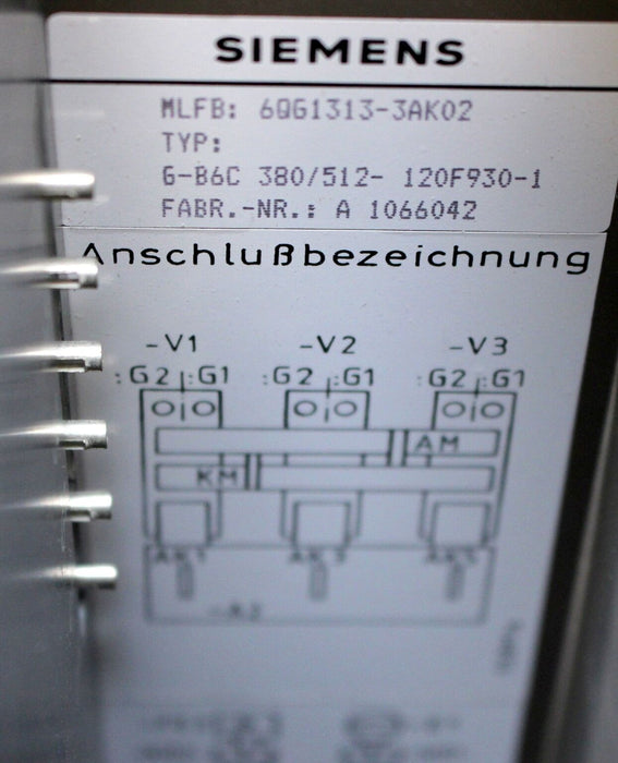 SIEMENS SITOR-Thyristorsatz 6QG1313-3AK02 - 512V / 460V / 120A / B6C / 3AC380