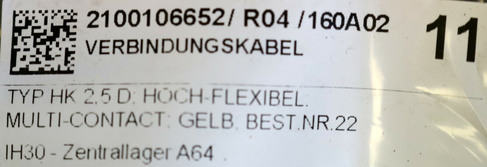 MULTI-CONTACT 15m Verbindungskabel Best.Nr. 60.7230-00124 Art.Bez. PLAST-1 V 2,5