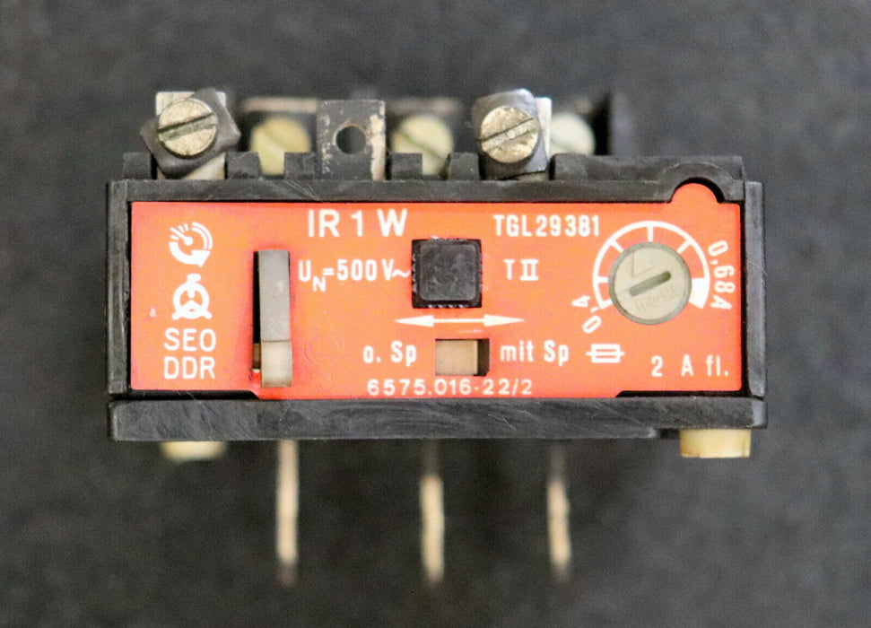 DDR SEO EAW Thermisches Überstromrelais IR 1 W 0,4-0,68A UN=500VAC - gebraucht