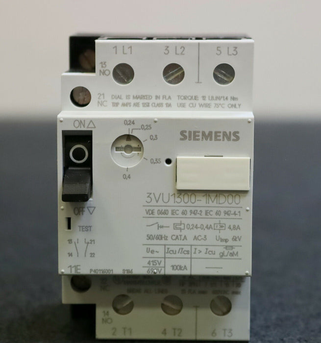 SIEMENS Leistungsschalter 11E 3VU1300-1MD00 0,24-0,4A unbenutzt in OVP