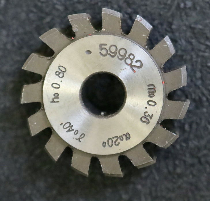 MIKRON Vollstahl-Wälzfräser No. 59982 m= 0,36 ho= 0,80 Abmessungen Ø32x10xØ8mm