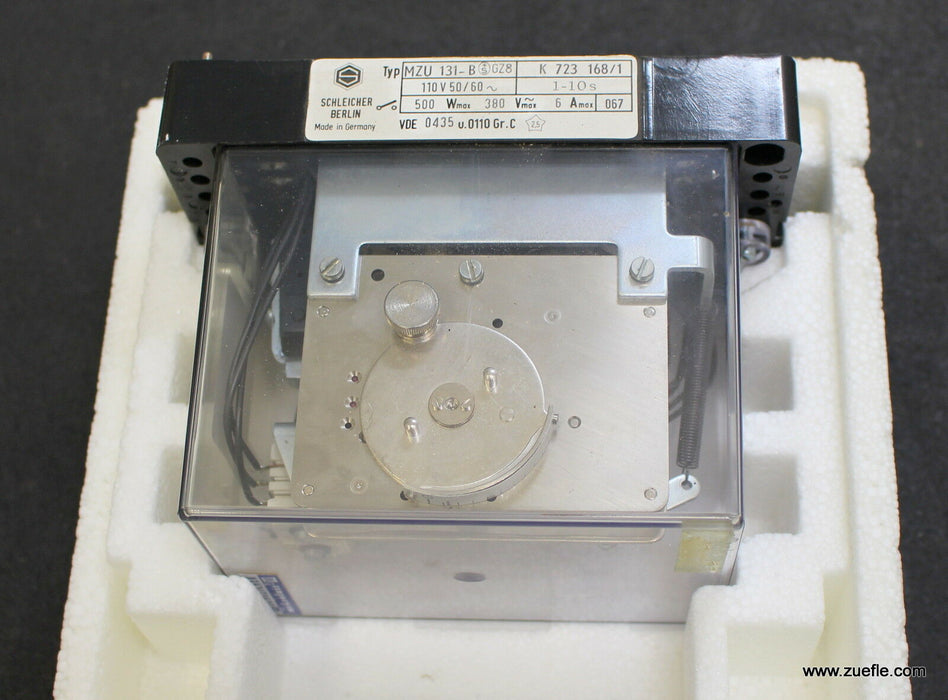 SCHLEICHER Zeitrelais MZU 131-B GZ8 110VAC 50/60Hz 1-10s 500W 380VACmax. 6Amax