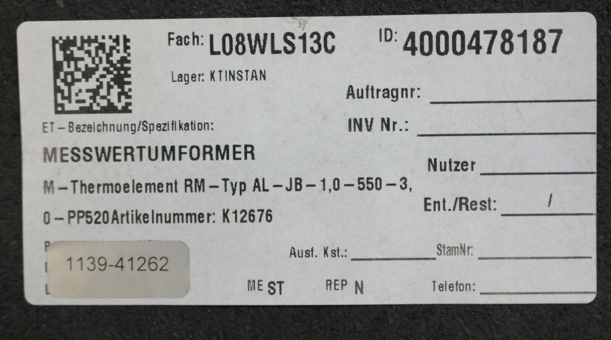 RÖSSEL Messwertumformer Mantel-Thermoelement AL-JB-1,0-550-3 AL - 1 Stück
