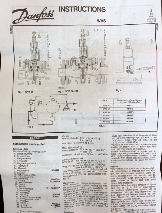 DANFOSS Aufbauteil WVS - komplett für REGLER WVS16D Typ: 16D1017 -druckgesteuert