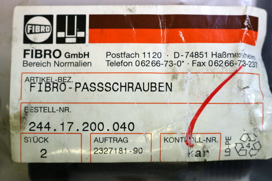 FIBRO 2 Stück Passschrauben Best-Nr. 244.17.200.040 - unbenutzt