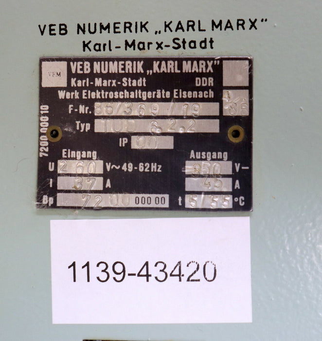 VEM NUMERIK Steuergerät TUD 6 Typ TUD 6.2.2 Ausgang 350VDC 45A Eingang 260VAC
