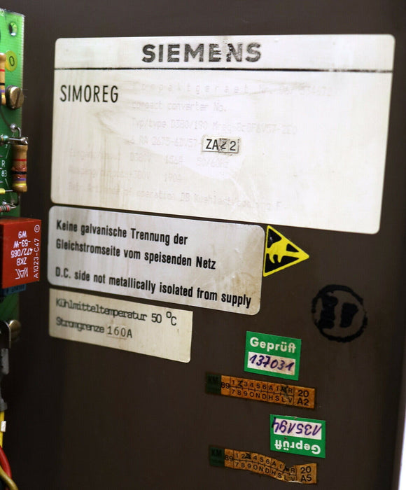 SIEMENS Kompaktgerät Nr.06 Seriennr. SIMOREG D380/65 Mreq GcG6V57-2E0 6RA2625