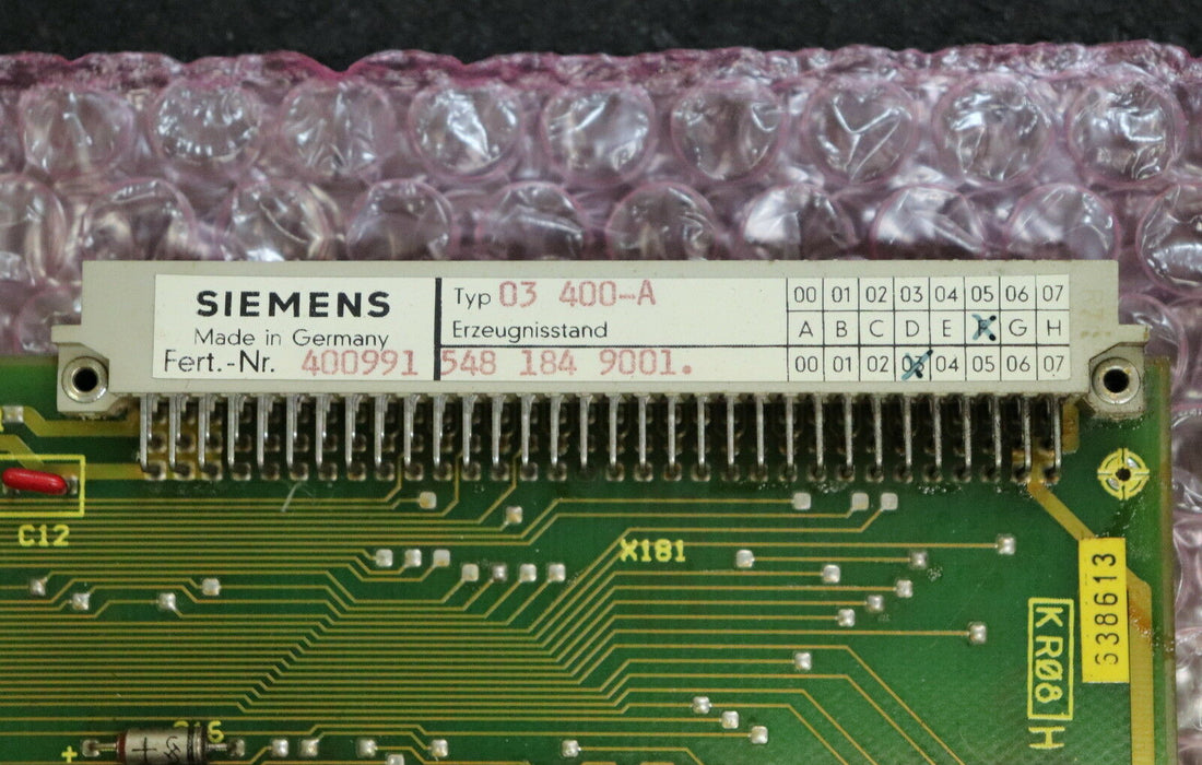 SIEMENS SIMATIC Steckkarte 03400 Typ 03400-A Entwicklungsstand F gebraucht - ok