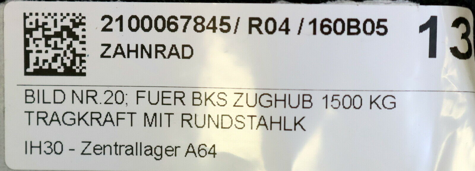 BKS Zahnrad mit Z=25 Art.Nr. 0103806 für BKS Zughub 1500kg mit Rundstahlkette