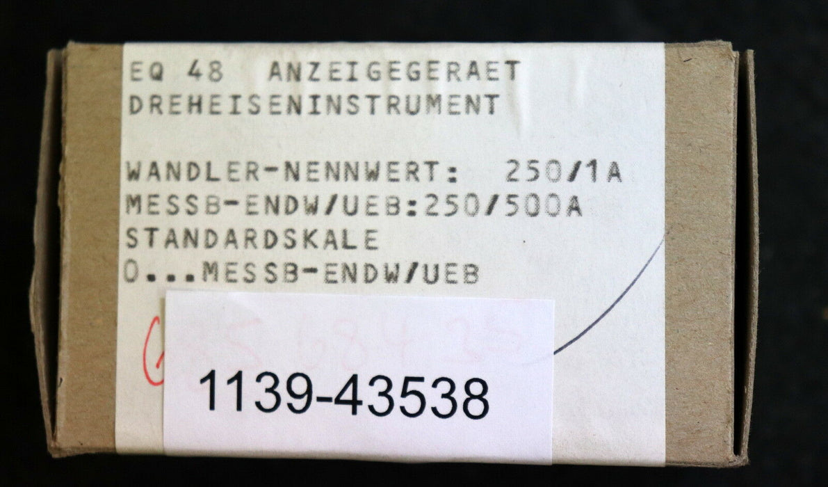 BBC GOERZ METRAWATT Strommesser EQ48 Wandler-Nennwert 250/1A Messanzeige 0-500A