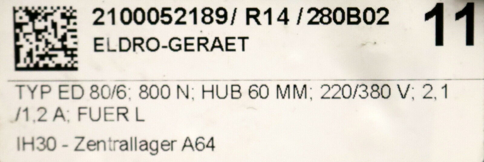 AEG EMG ELDRO Elektrohydraulisches Hubgerät ED80/6 dC Hubkraft 800N Hub 60mm