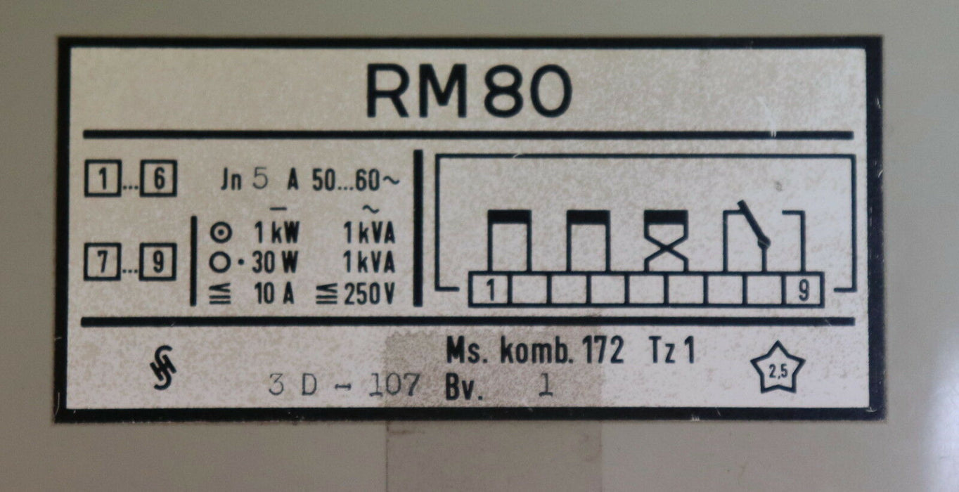 SIEMENS Leiterbruchwächter RM80 Ms. Komb. 172 TZ1 3D-107 Bv. 1 In=5A