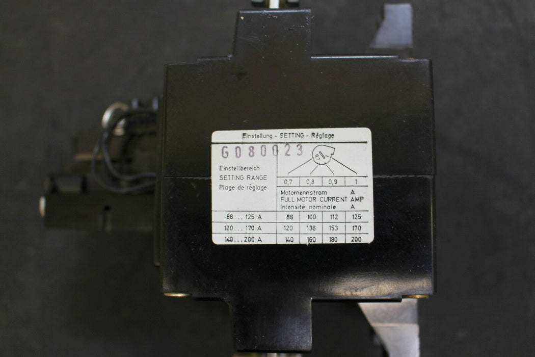 SIEMENS Überlastrelais 3UC4400-8AK + 3NES 601 0001-038 Einstellbereich 120-170A