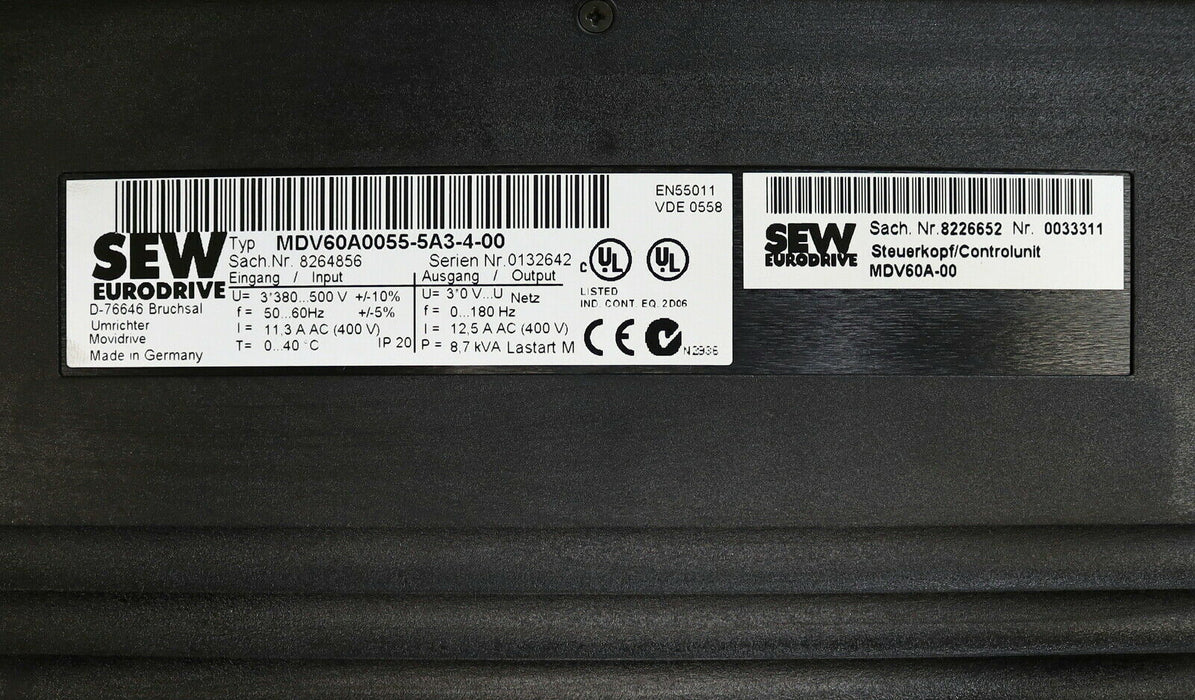 SEW MOVIDRIVE Frequenzumrichter MDV60A0055-5A3-4-00 Sach.Nr. 8264856