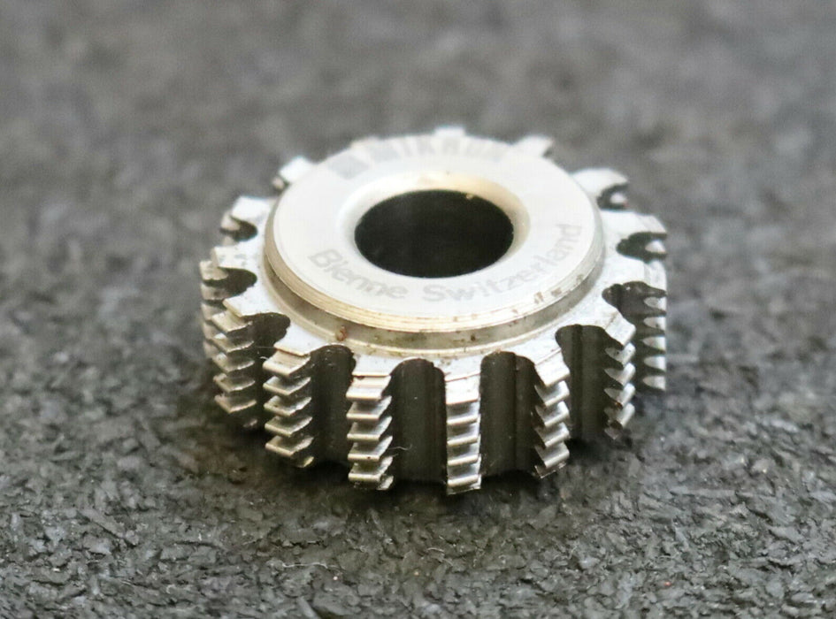 MIKRON Vollstahl-Wälzfräser No. 38907 m= 0,388 ho= 1,2 Abmessungen Ø24x10xØ8mm