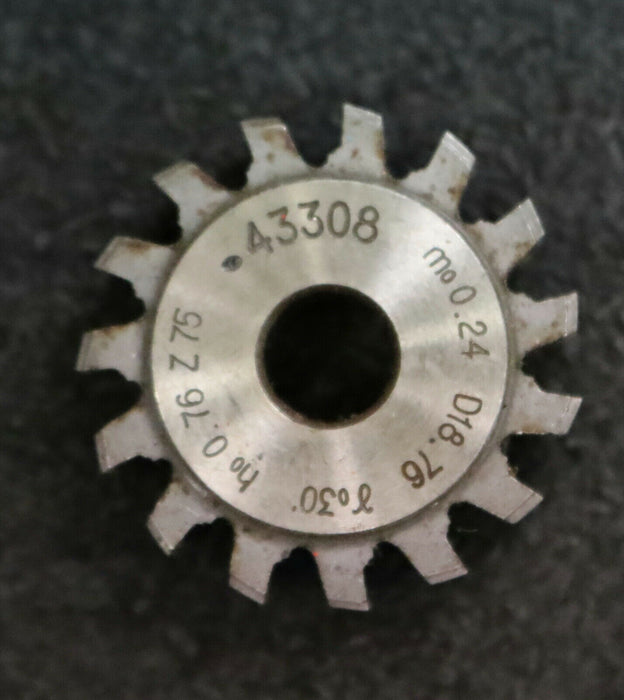 MIKRON Vollstahl-Wälzfräser No. 43308 m= 0,24 ho= 0,76 D18,76 Z75 - Ø32x10xØ8mm