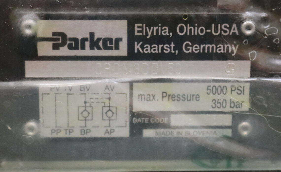 PARKER Doppel-Rückschlagventil CP0M3DDV50 max. 5000 PSI max. 350bar unbenutzt