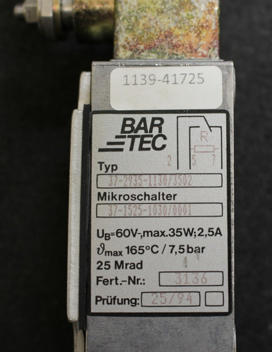 BARTEC Mikroschalter 37-2935-1130/3502 Schaltertyp 37-1525-1030/0001 Ub= 60VDC
