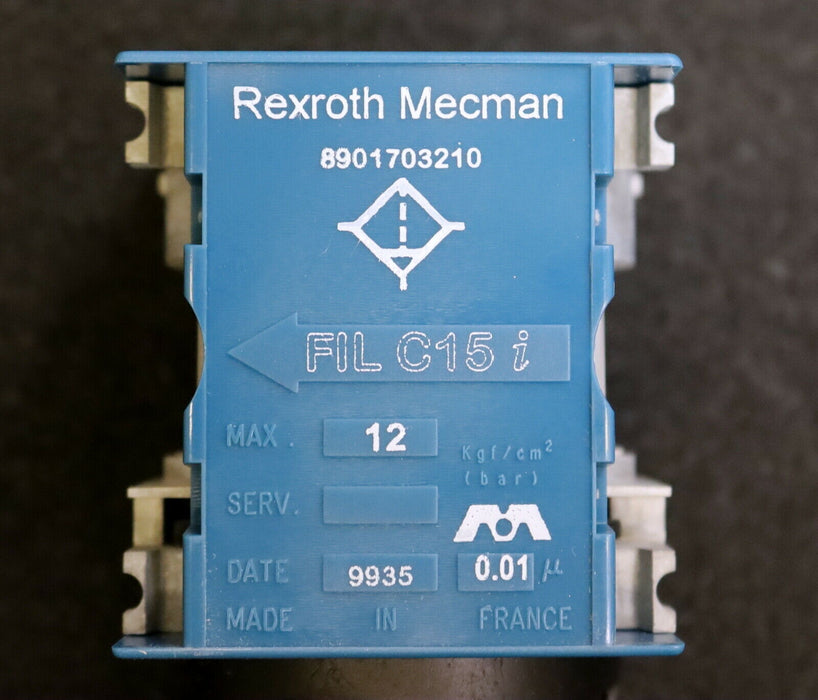 REXROTH MECMAN Pneumatic Air Filter FIL C15 i ID 8901703210 max. 12bar 0,01µm
