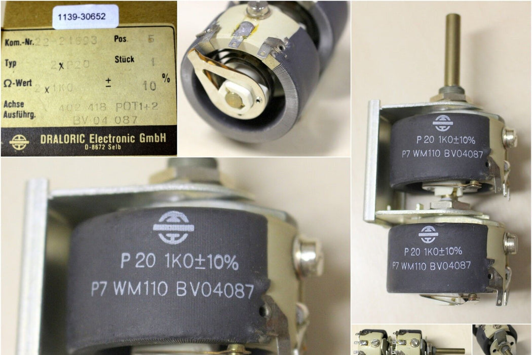 DRALORIC Tandempotentiometer P 20 mit Goldkontakten - 2 x 1 Kiloohm