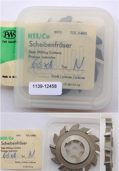 Scheibenfräser DIN 885 Art-Nr. 14123045 Form A - Typ N Ø63js16 x 8k11 x Ø22H7