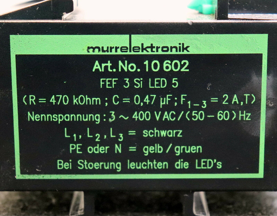 MURR ELEKTRONIK Netzentstörfilter 10602 FEF 3 Si LED 5 - zeigt Störung an -