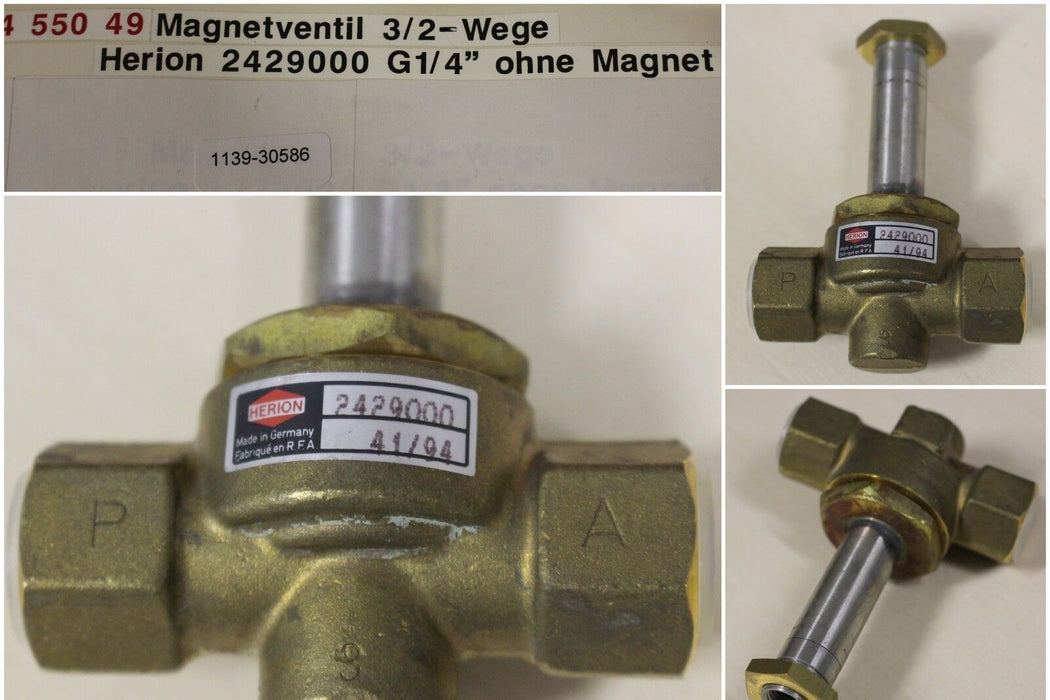 HERION 3/2-Wege Magnetventil 2429000- 1/4"-elektromagnetisch betätigt - DN 3mm