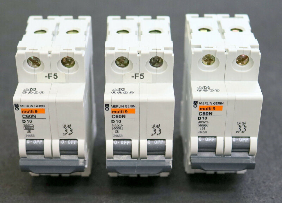 MERLIN GERIN 3x Leistungsschutzschalter multi 9 C60N D10 400VAC - gebraucht