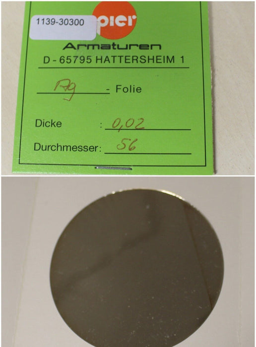 PIER Armaturen Ag-Folie D= 56 mm x 0,02 mm Dicke aus Silber Ag 1 Stk