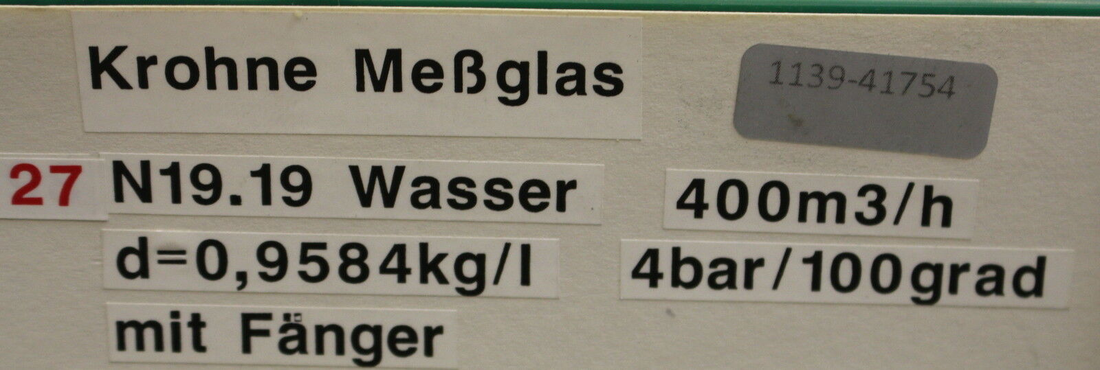 KROHNE Ersatz Messglas N19.19 40-400l/h mit Fänger