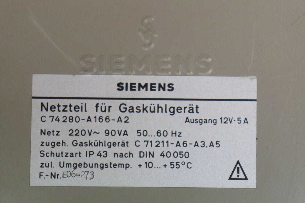 SIEMENS Netzteil für Gaskühlgerät C74280-A166-A2 220VAC 50/60Hz 90VA Ausgang 12V