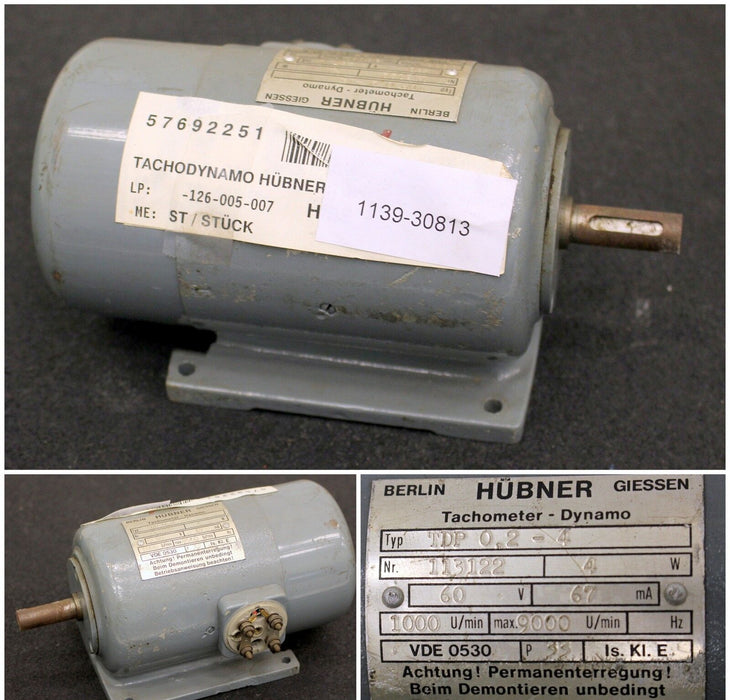 HÜBNER Tachdynamo TDP 0,2 - 4 4W - 60V 67mA - 1.000-9.000U/min - gebraucht