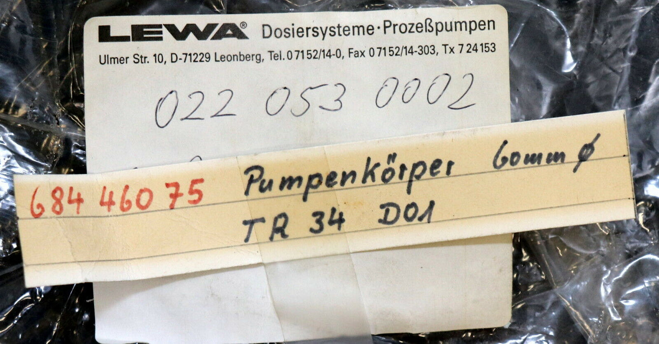 LEWA Pumpenkörper für Dosierkolbenpumpe Typ: H57889/PK82-111 Ø 60mm Größe 60