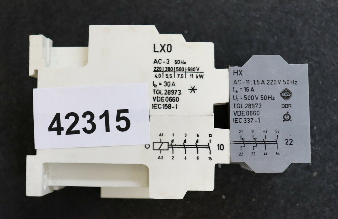 RAW KAW DDR Leistungsschütz LX0 + HX TGL 28973 Steuerspannung 220VAC 50Hz VDE