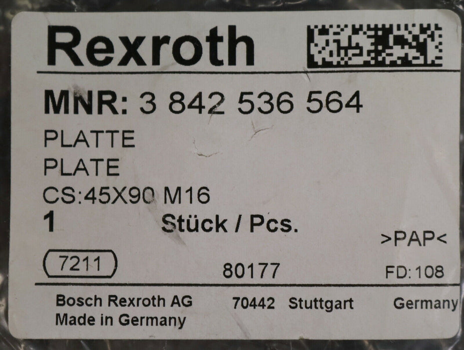 REXROTH Platte 45x90L MNR 3842536564 unbenutzt in OVP