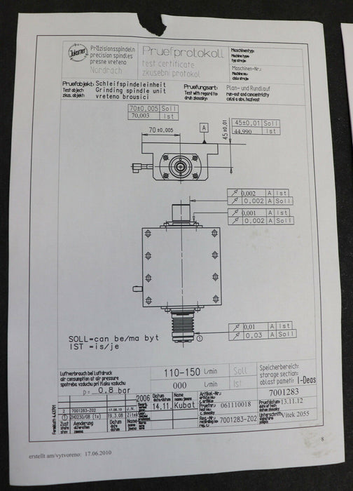 JUNKER JUKOMET Schleifspindeleinheit 7001283 von JUNKER überholt + Prüfprotokoll