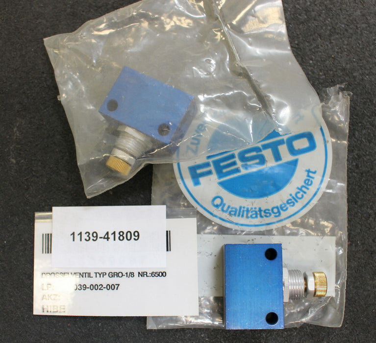 FESTO 2 Stück Drossel-Rückschlagventil GRO-1/8 Artikelnr. 6500 0-10bar