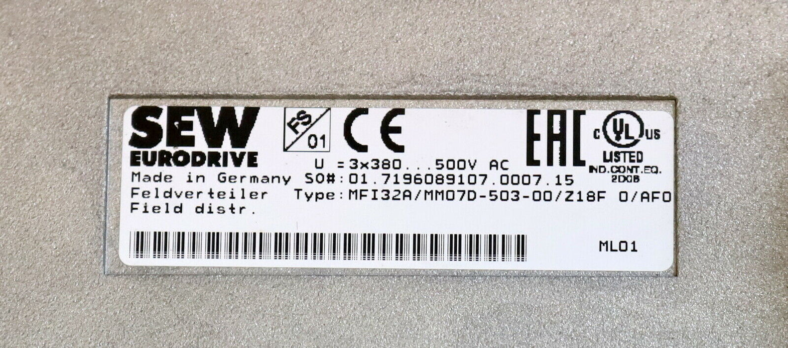 SEW Feldverteiler MFI32D/MM07D-503-00/Z18F 0/AF0 + Frequenzumrichter 18215017