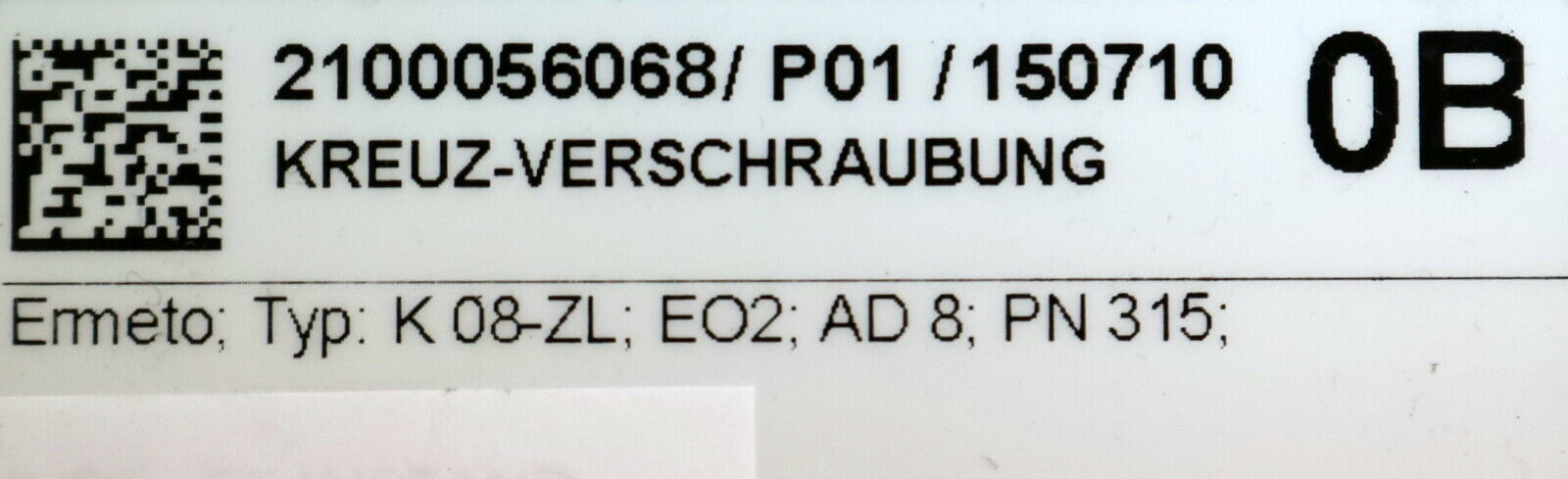 ERMETO 4x Kreuzverschraubung K08-ZL AußenØ 8mm PN315 Stahl verzinkt unbenutzt
