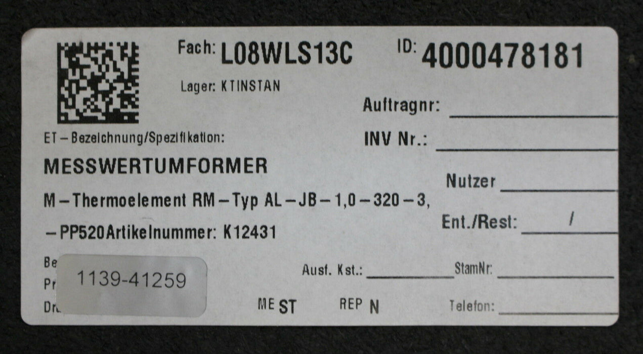 RÖSSEL Messwertumformer Mantel-Thermoelement AL-JB-1,0-320-3 AL - 1 Stück