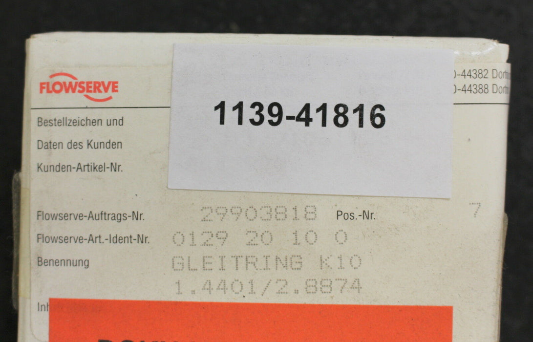 FLOWSERVE Gleitring K10 Ident-NR. 0129 20 10 0 Material 1.4401/2.8874