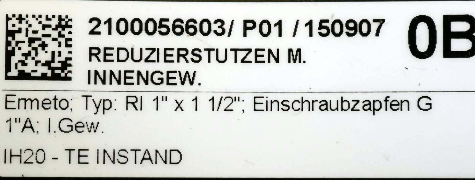ERMETO Reduzierung RI AußenØ 1" InnenØ 1 1/2" unbenutzt