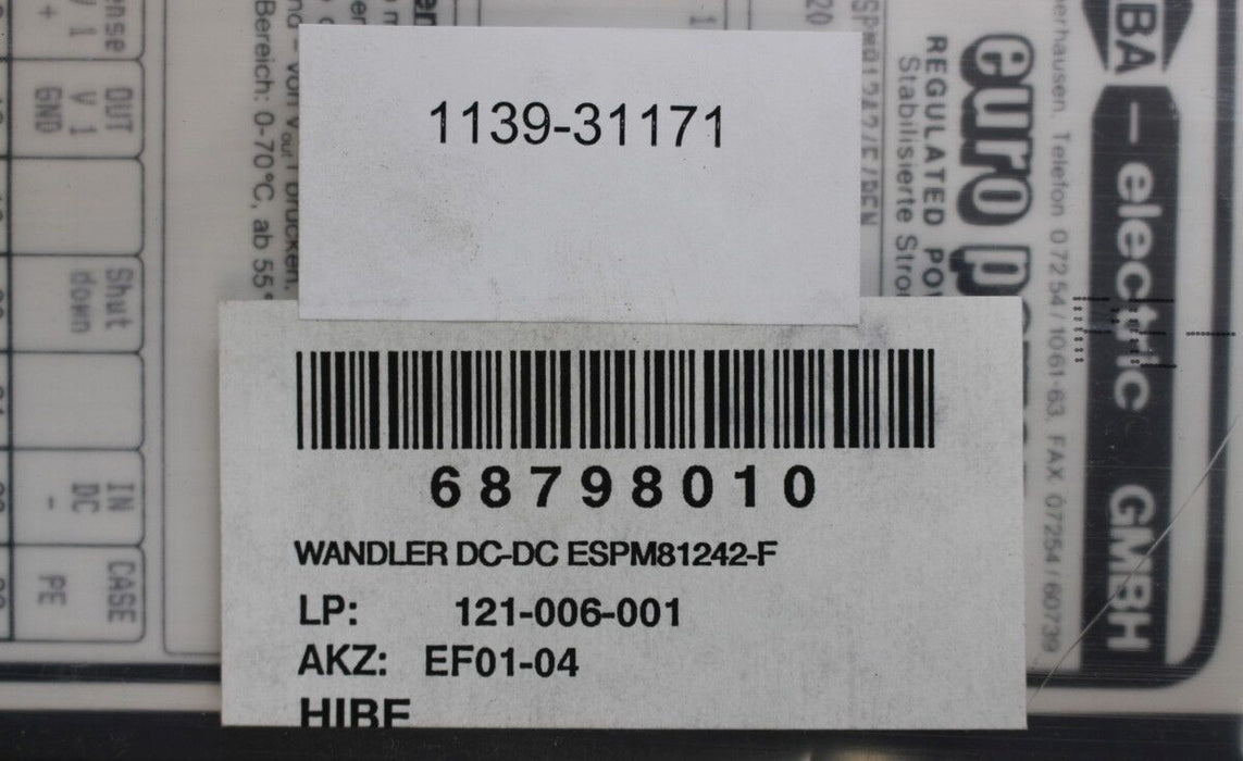 ELBA Wandler DC-DC ESPM81242-F/BEN - Ue= 220V +30% -10% Ua= 24V la=2,5A